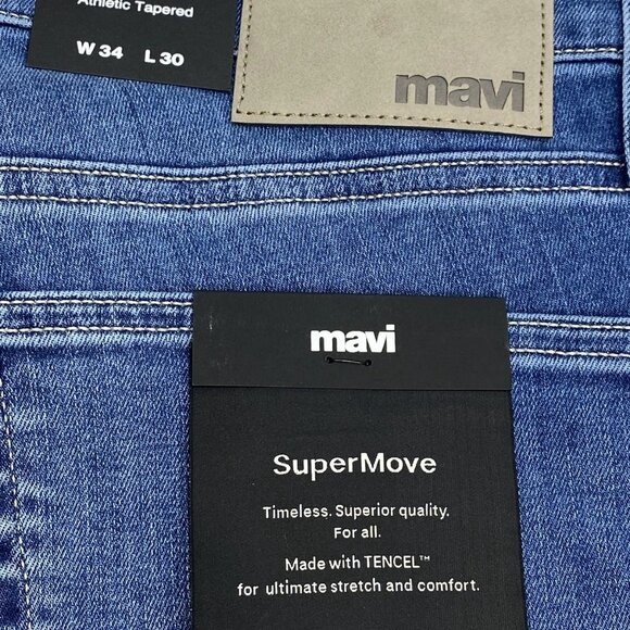 Mavi Men's Steve Athletic Fit Jeans – Size 34x30 – Blue Tapered Leg - Picture 3 of 10